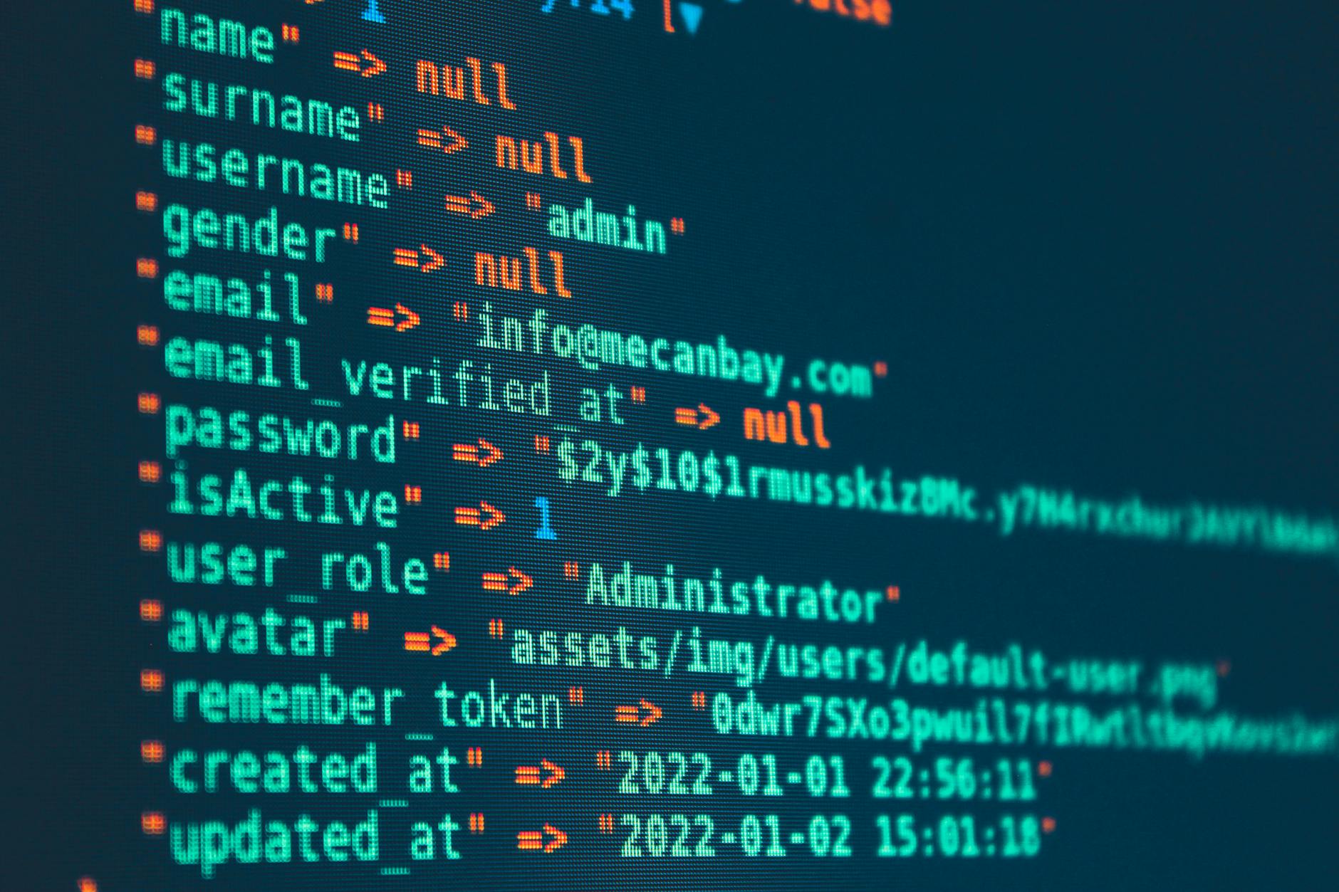 Kolorowy zbliżenie ekranu z wyświetlonym kodem programistycznym